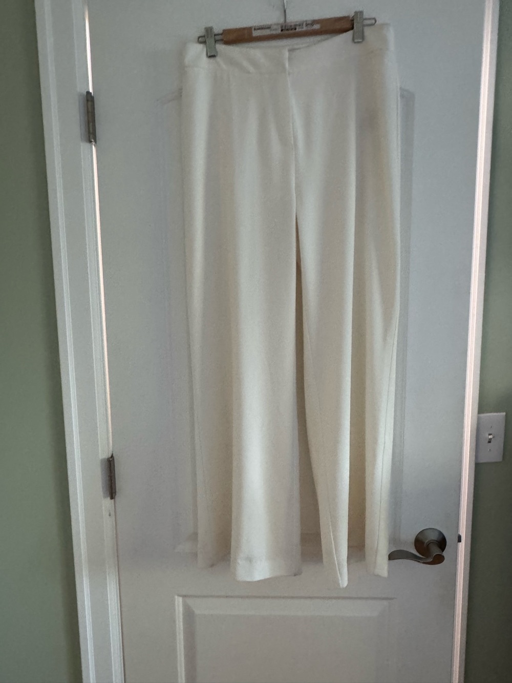 Cream Wide-Leg Dress Pants